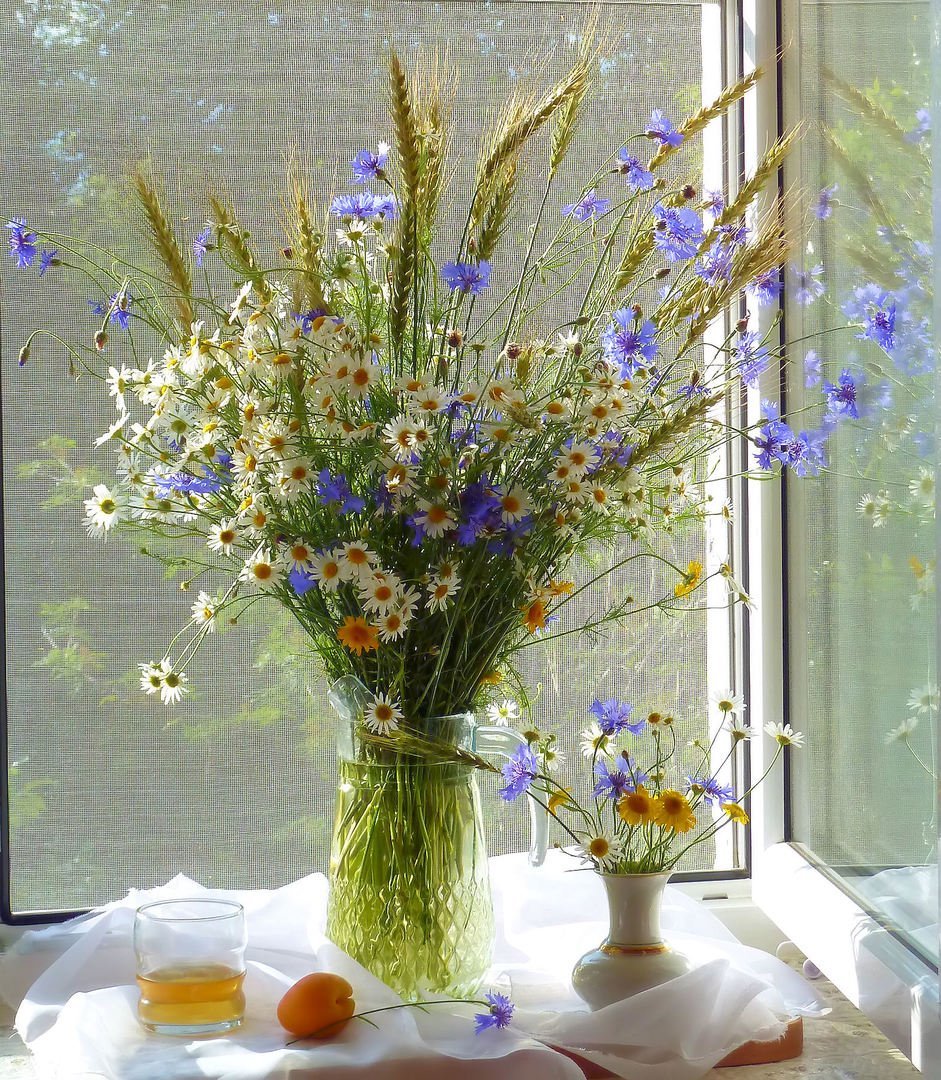 Полевые цветы на окне