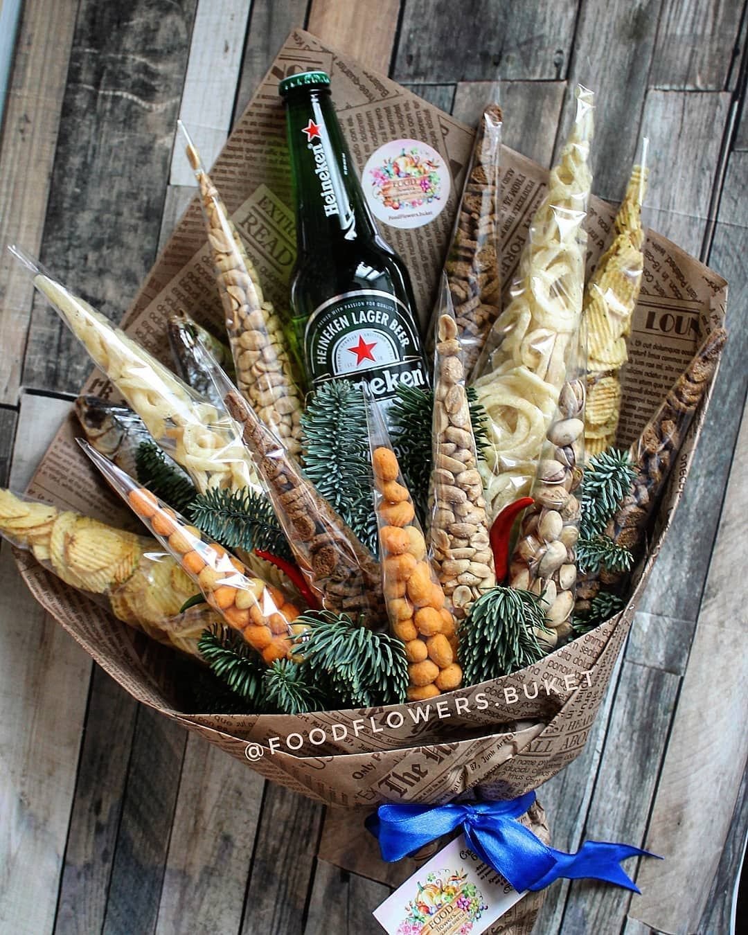 Мужской букет пивной в корзинке