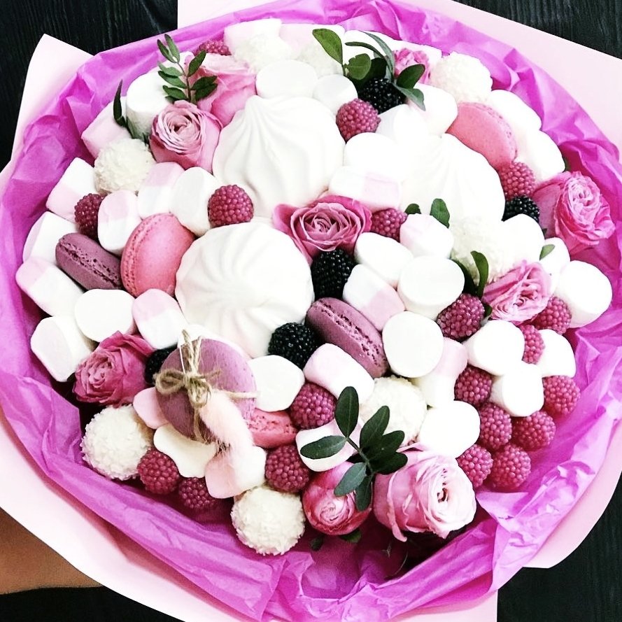 Букет с маршмеллоу и зефиром