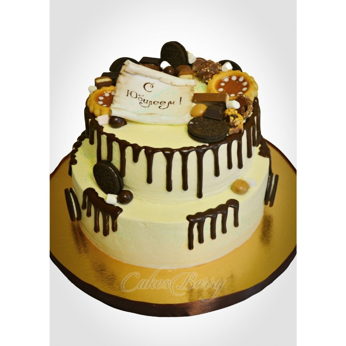 Торт двухъярусный на юбилей мужчине