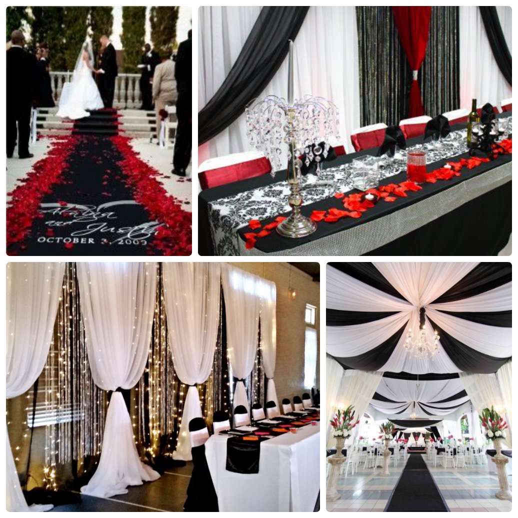 Украшение зала в черно белом стиле