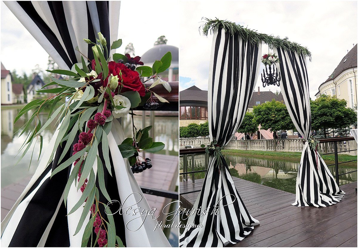 Черно белая арка на свадьбу
