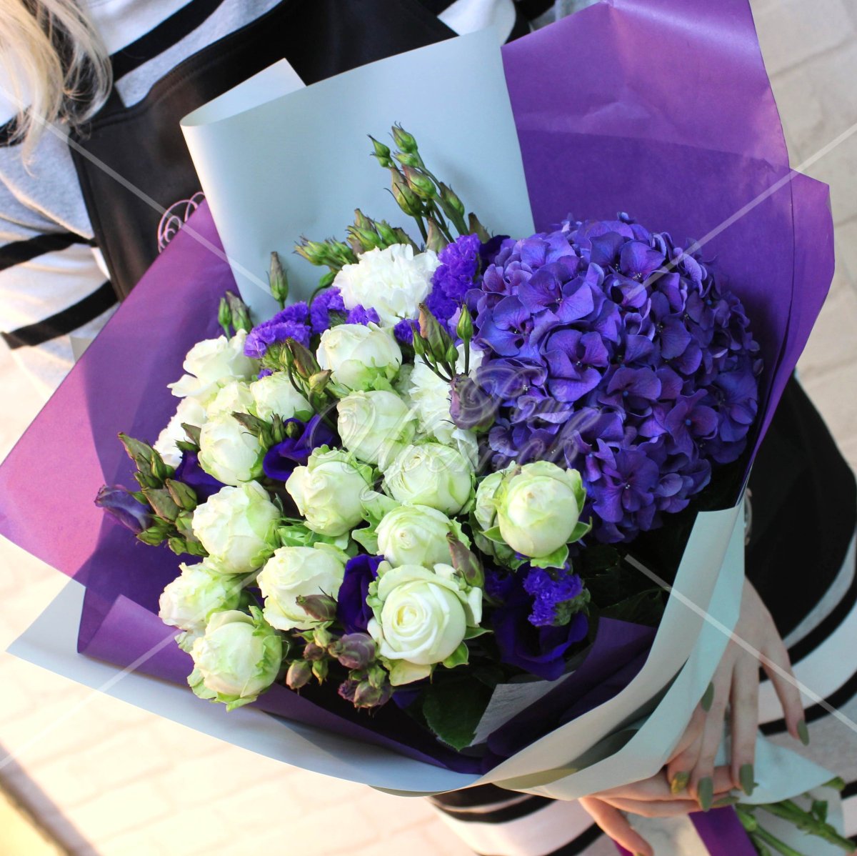 Букет гортензия и эустома