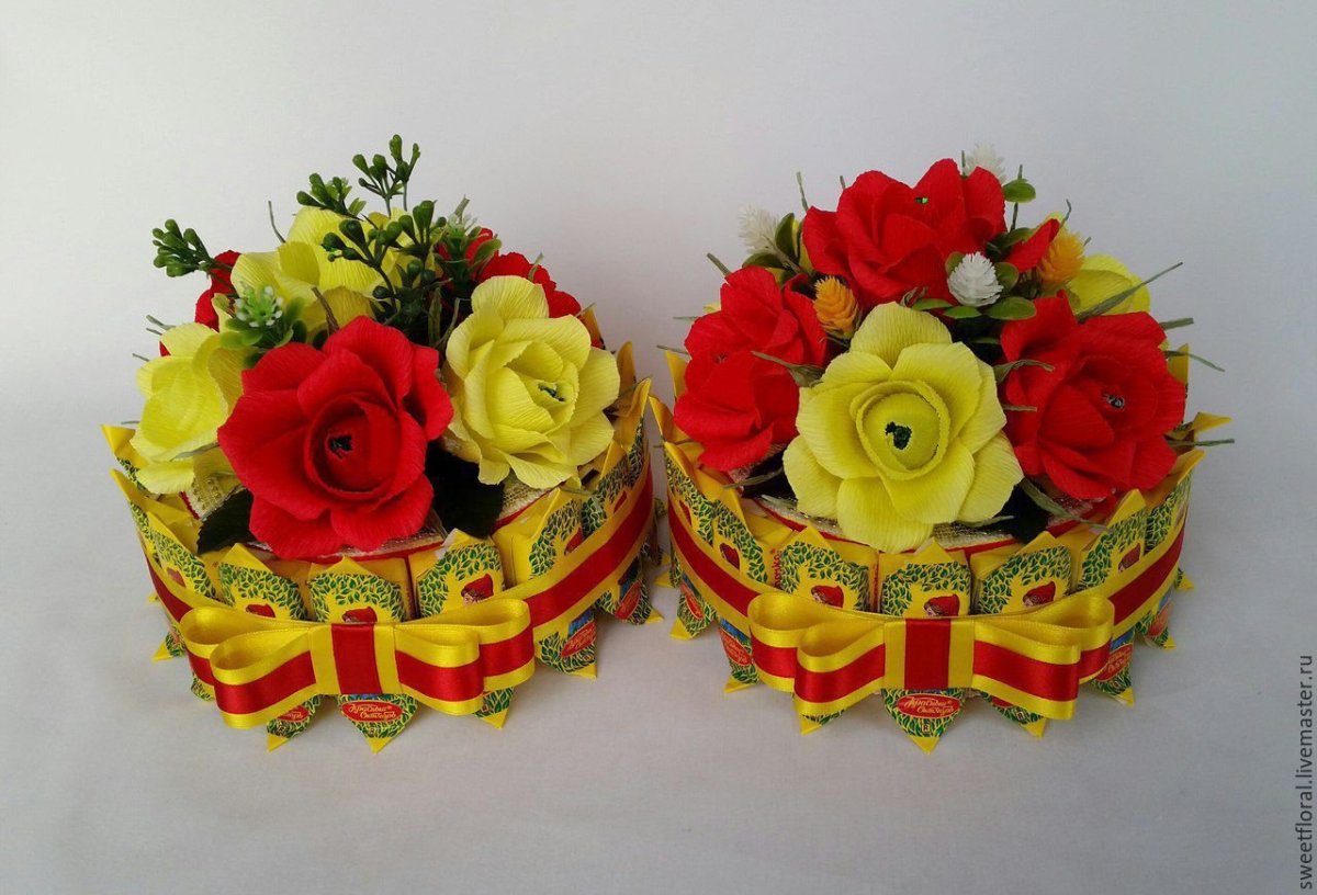 Букет из конфет в коробке мастер класс