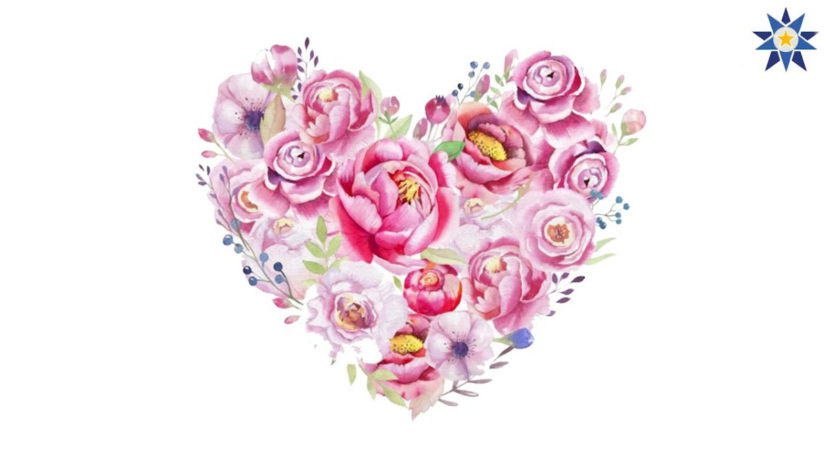 Акварельные цветы сердце