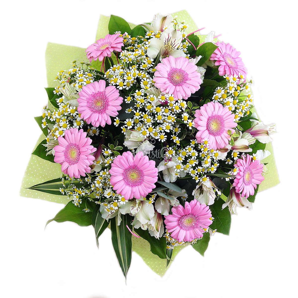 Букет из гербер с гипсофилой