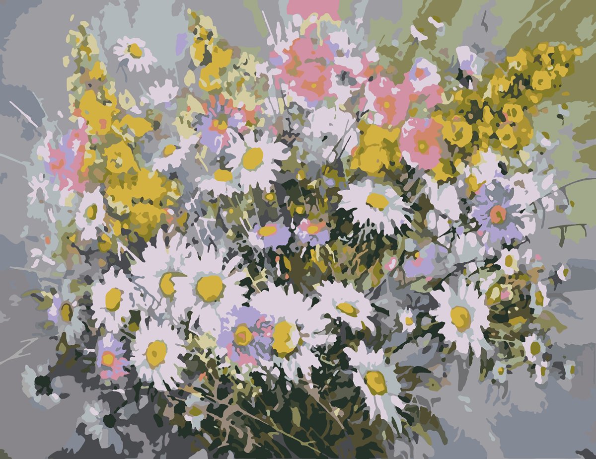 Molly картина по номерам "букет полевых ромашек" 40х50 см