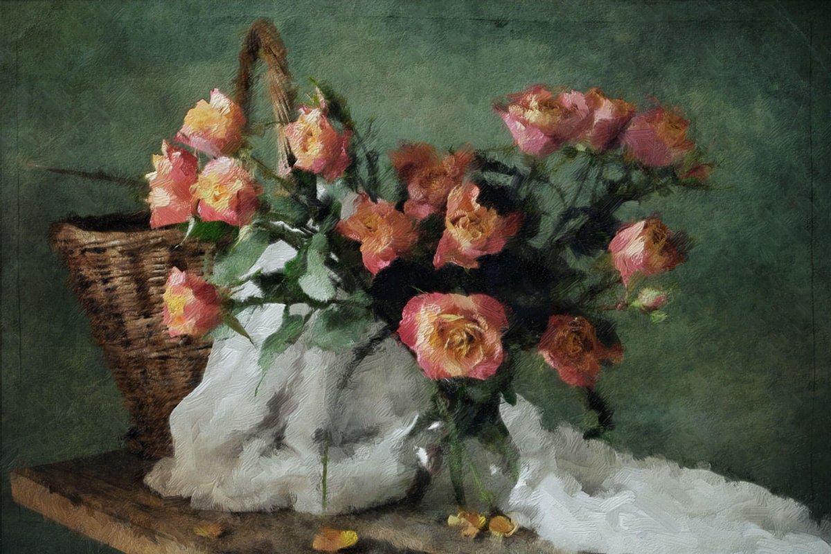 Натюрморт с цветами и драпировкой