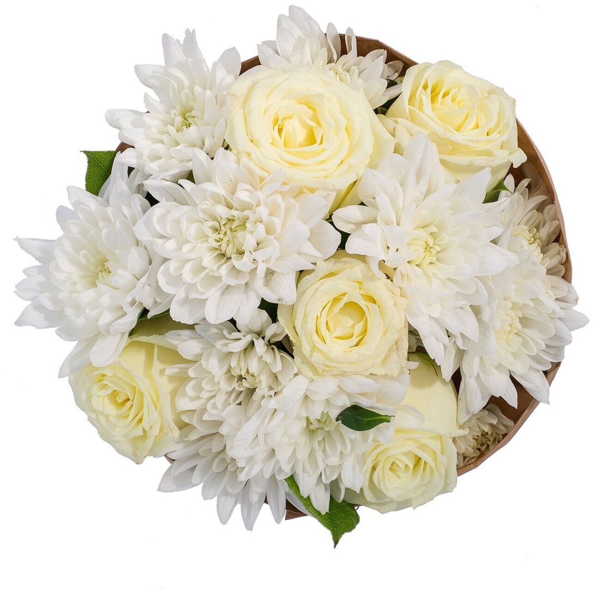 Букет из красных роз и хризантем