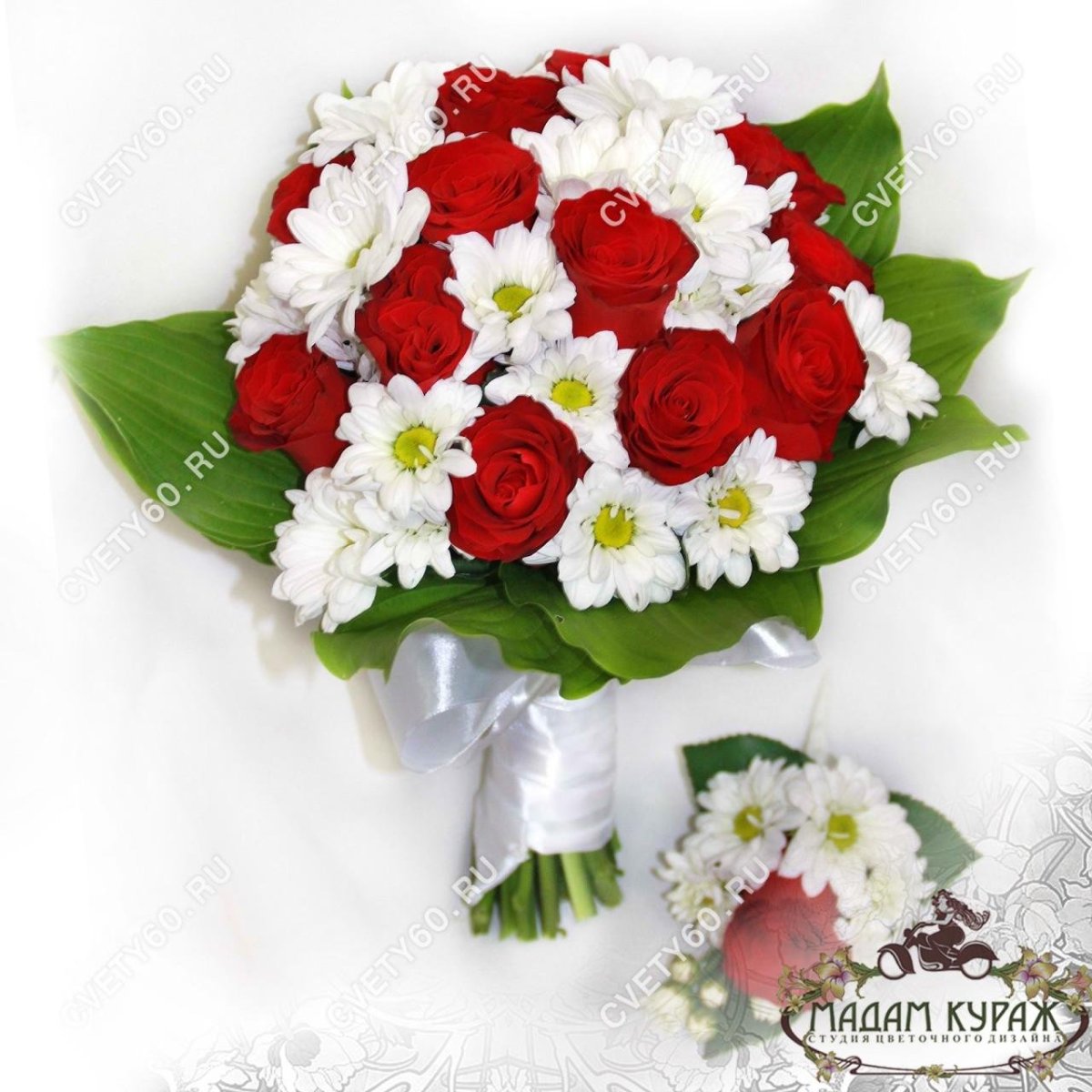 Букет "красное и белое"
