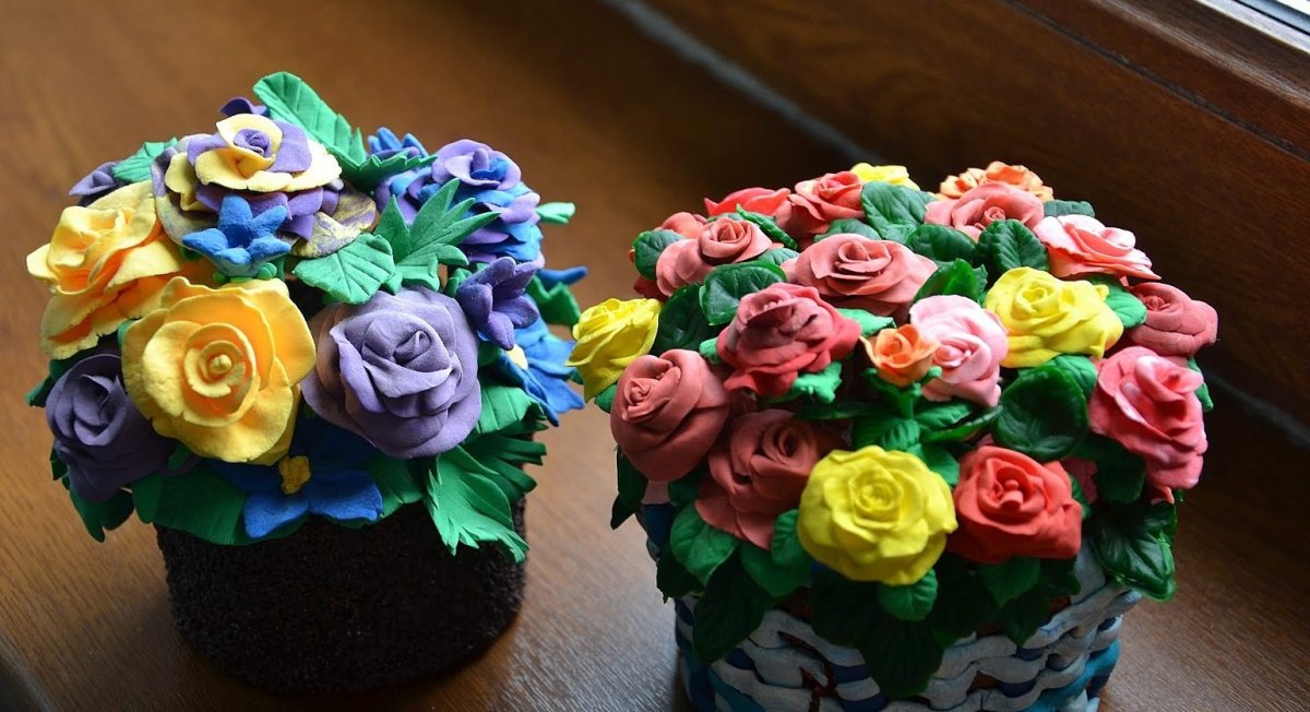 Букет цветов из пластилина
