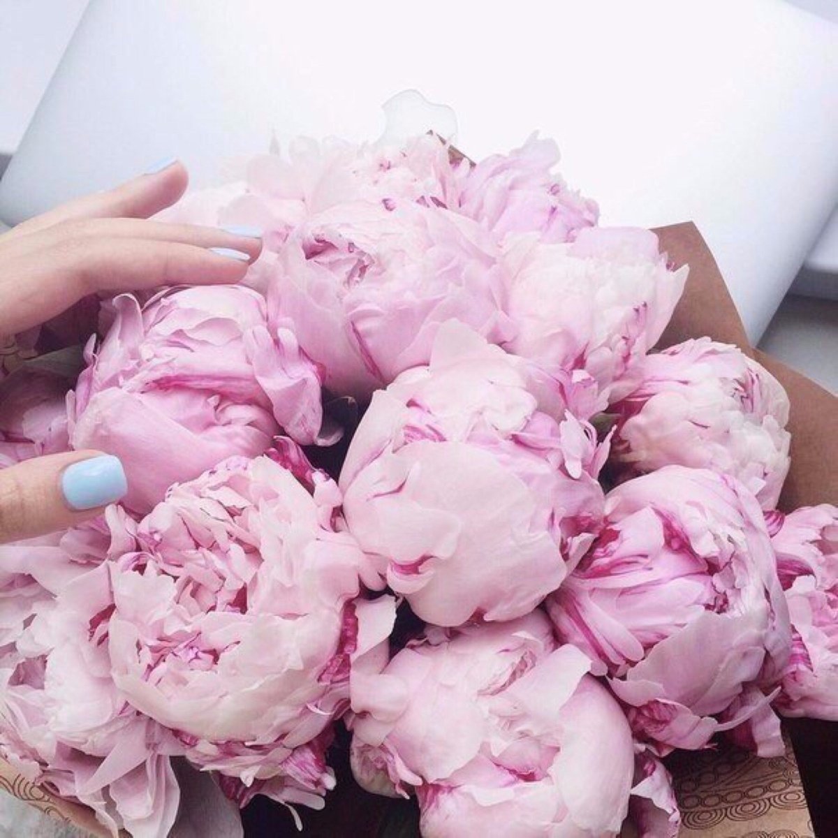 Свадебный букет с ирисами и пионами