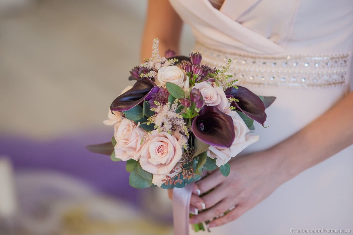 Букет невесты роза эустома фрезия