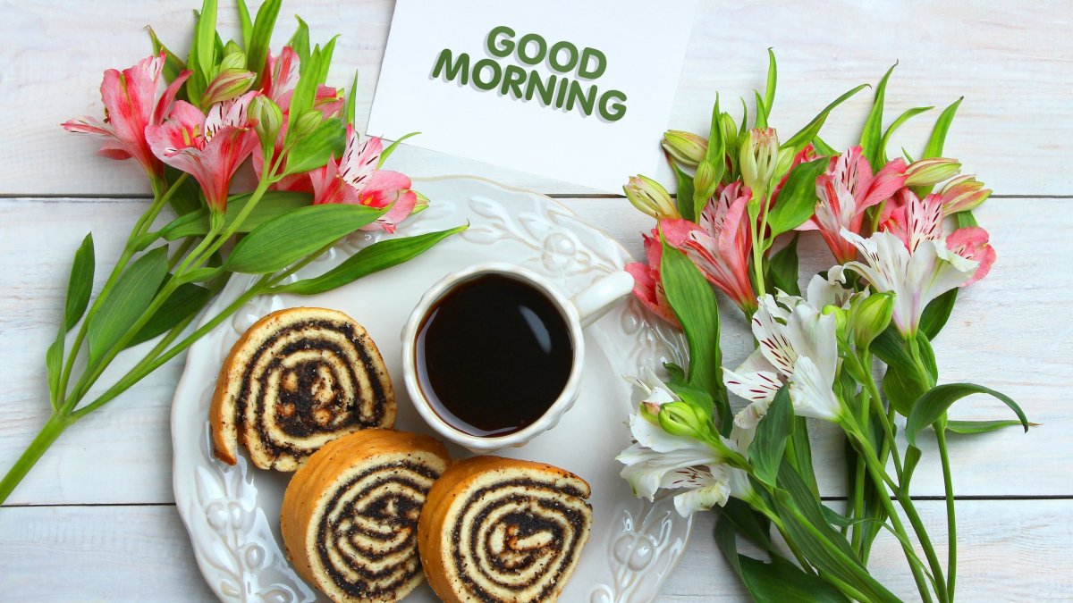 Кофе завтрак цветы