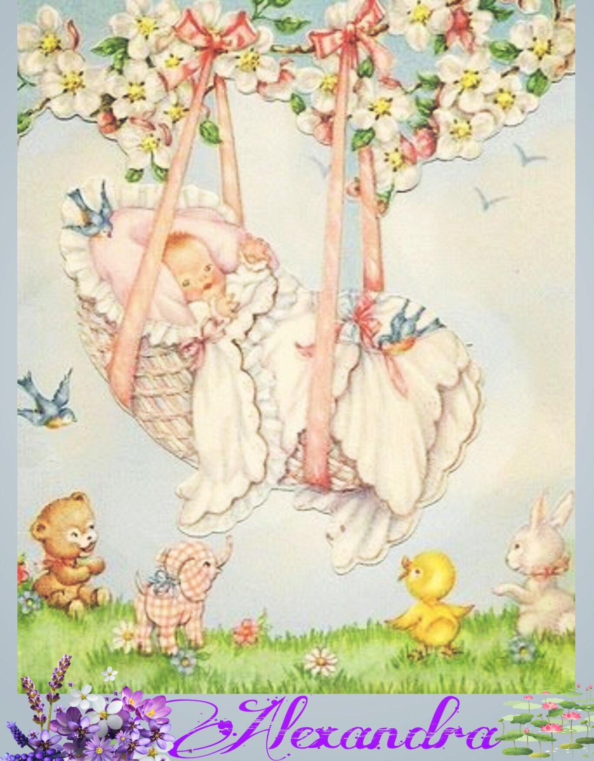 Открытка с новорожденной девочкой