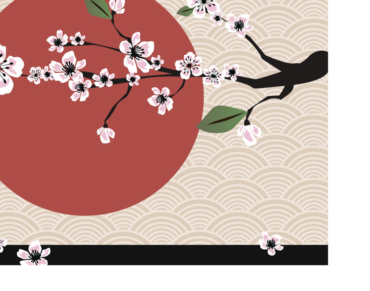 Открытка в японском стиле вектор