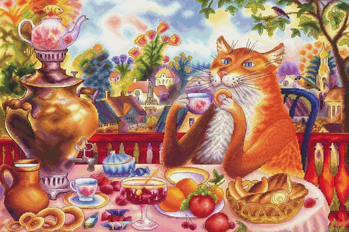 Кот чаепитие Владимир Румянцев