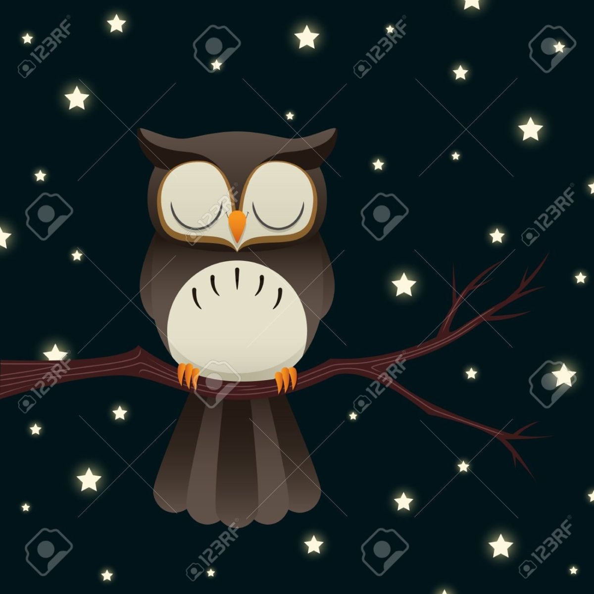 Сова спит арт