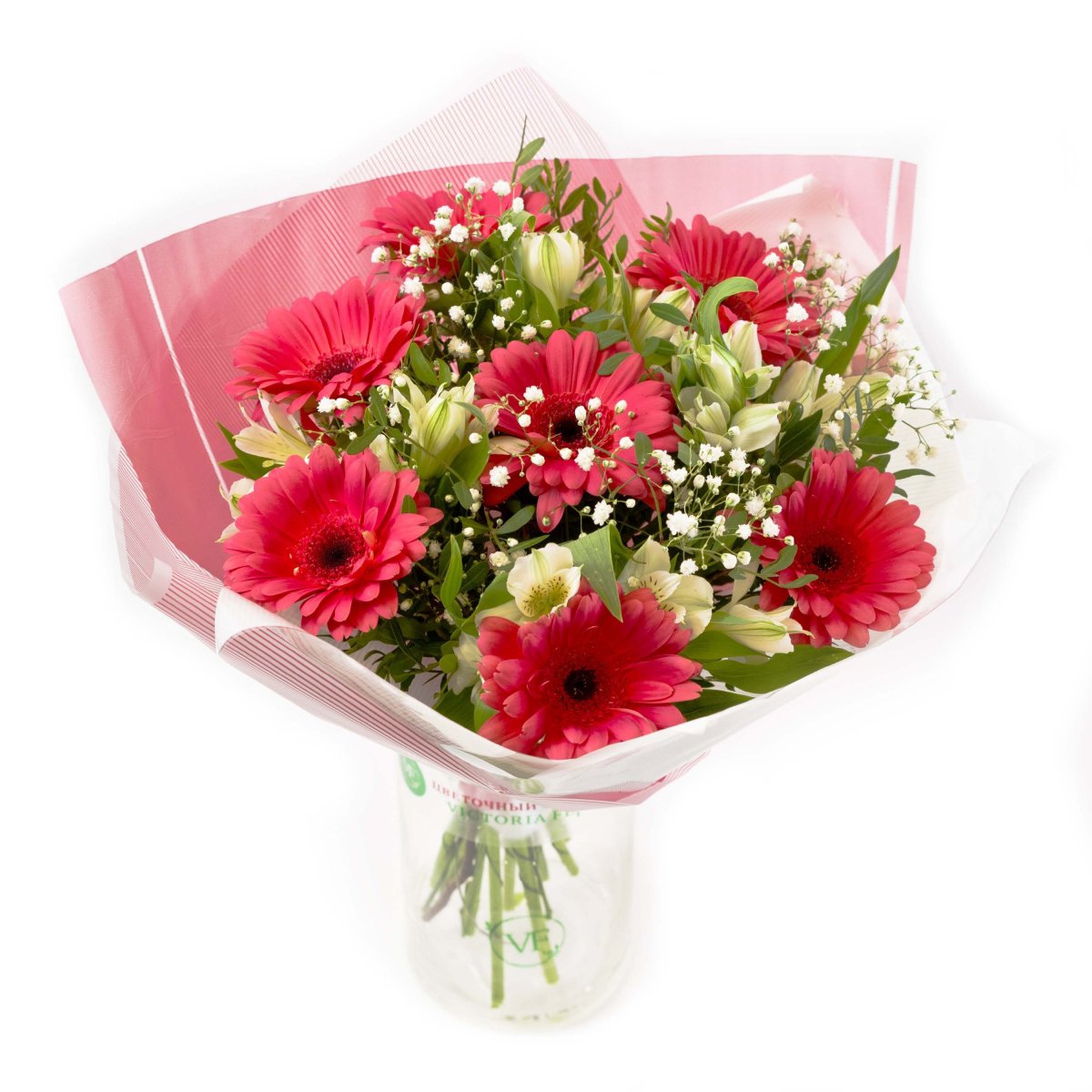 Герберы с гипсофилой букет