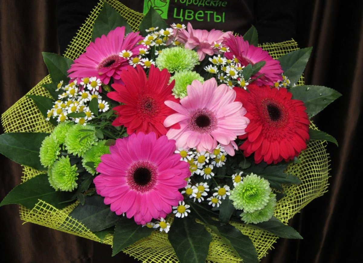 Букет "герберы и гипсофилы"