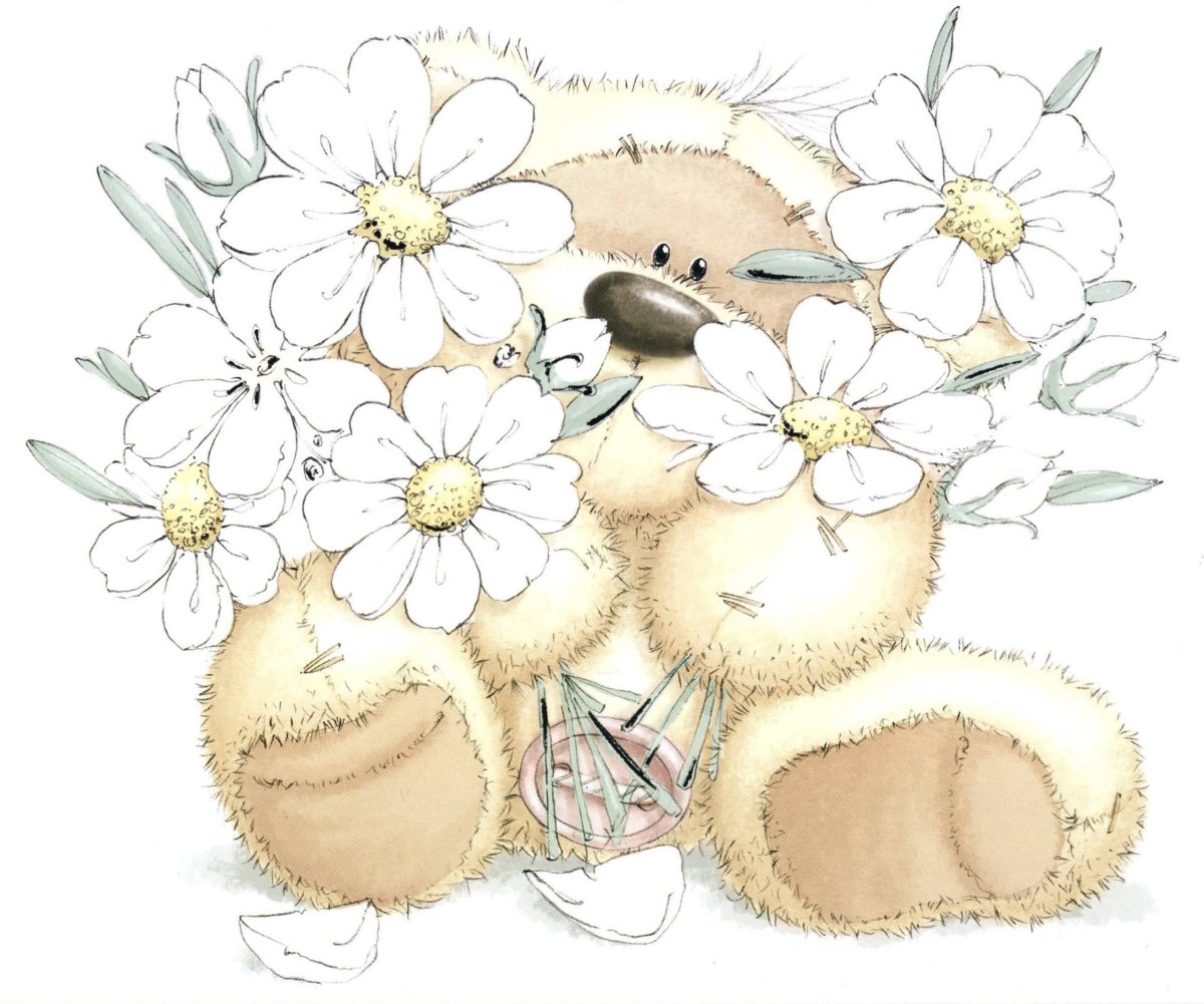 Медведь с букетом векторное изображение