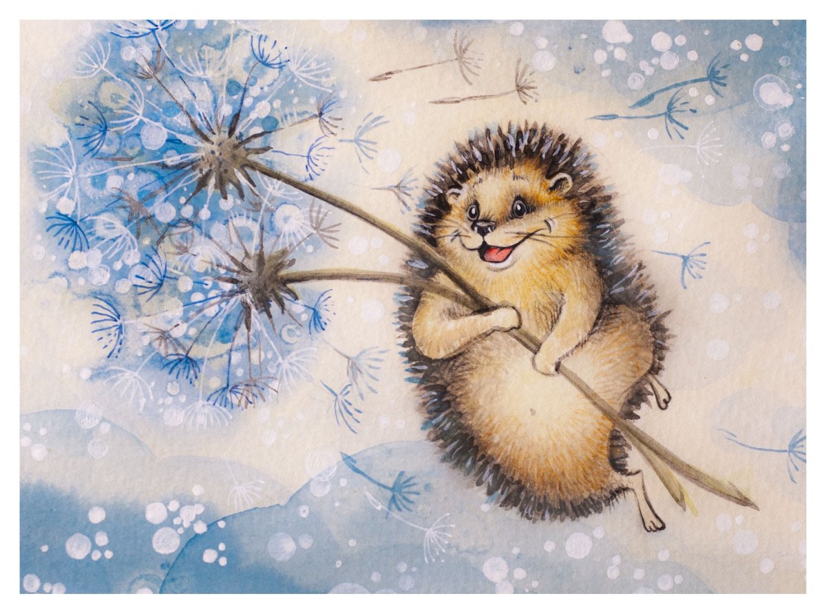 Два ежа милые акварель