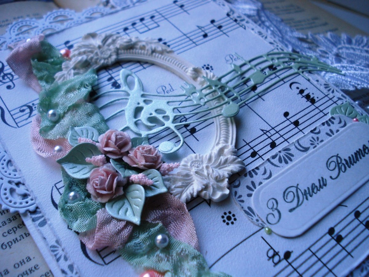 Открытка для учителя музыки Скрапбукинг