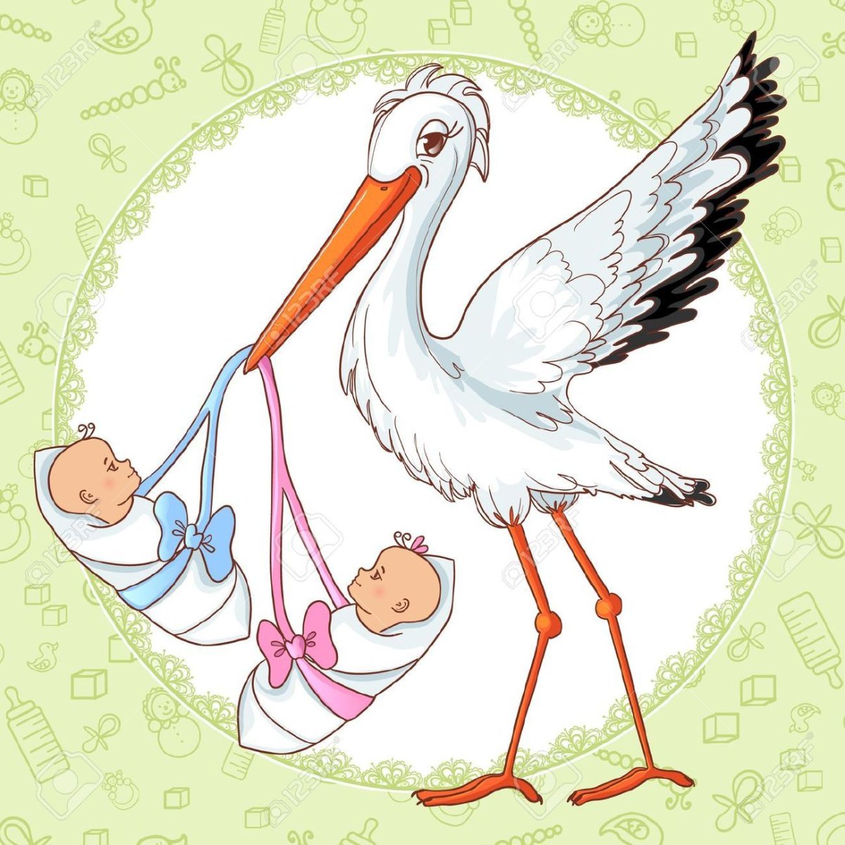 Аист с младенцем