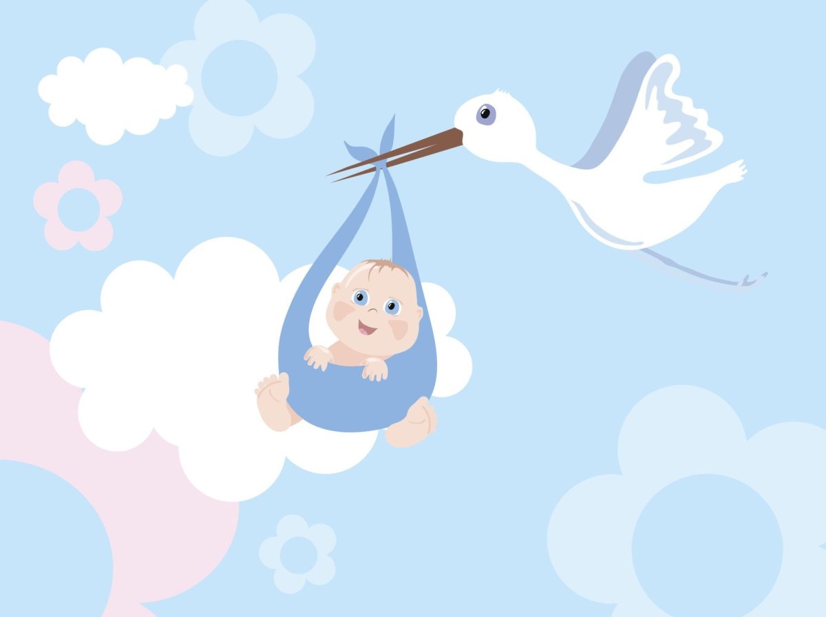 Фон для новорожденных с аистом