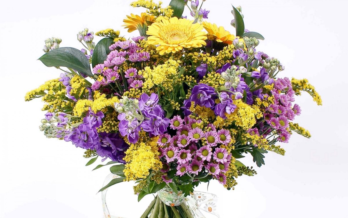 Подсолнух и матрикария букет