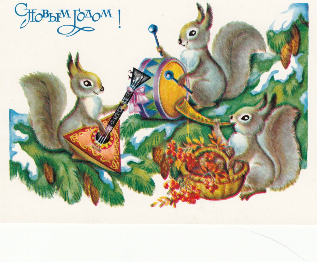 Новогодняя открытка белка
