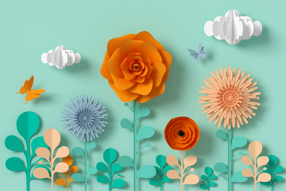 Аппликация из объемных цветов