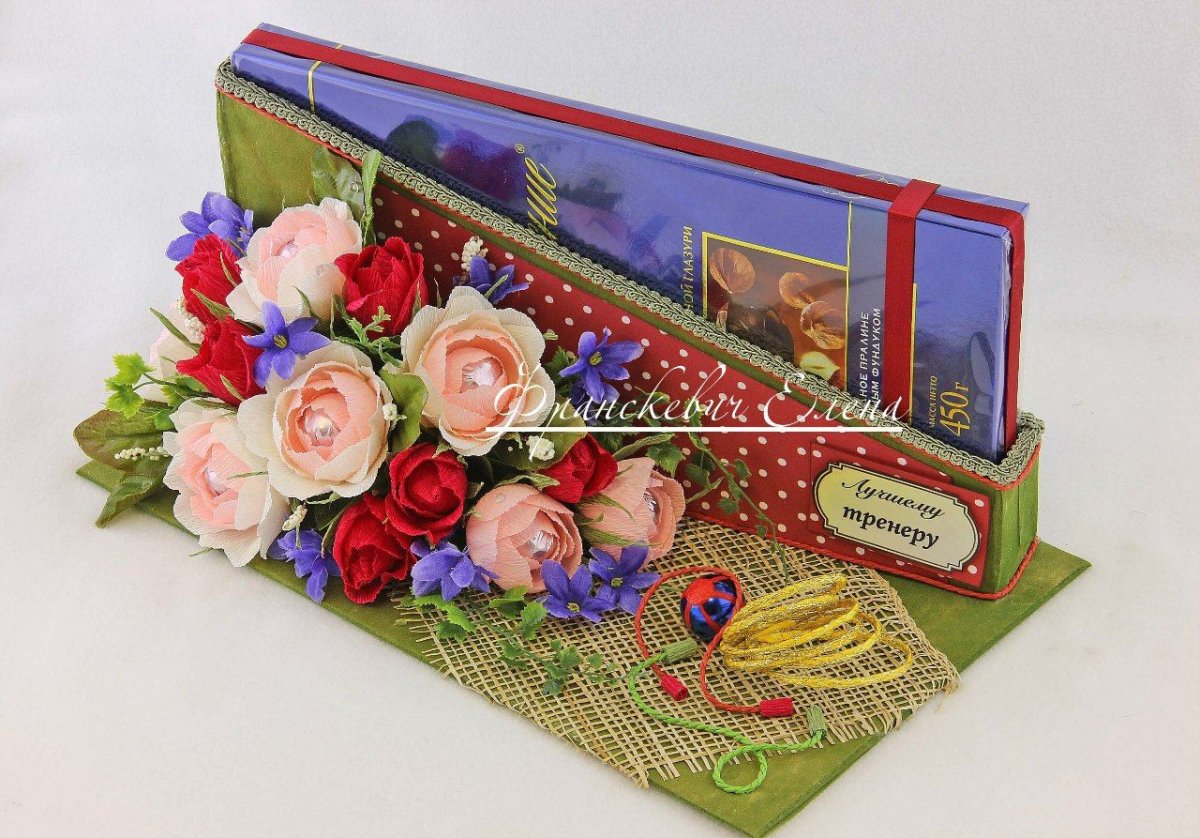 Композиция из конфет для учителя