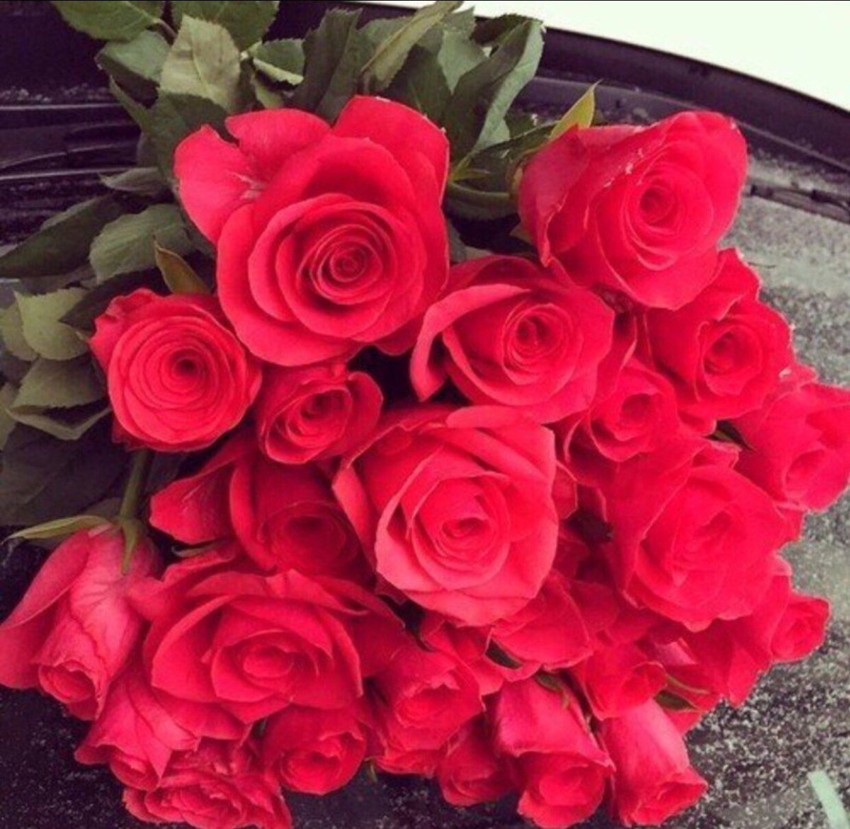 Розы в салоне машины