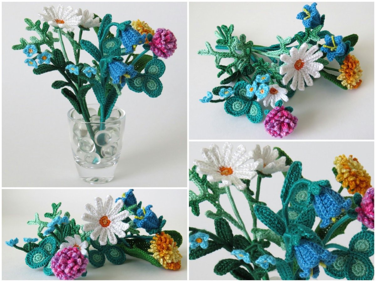 Букет крючком полевые