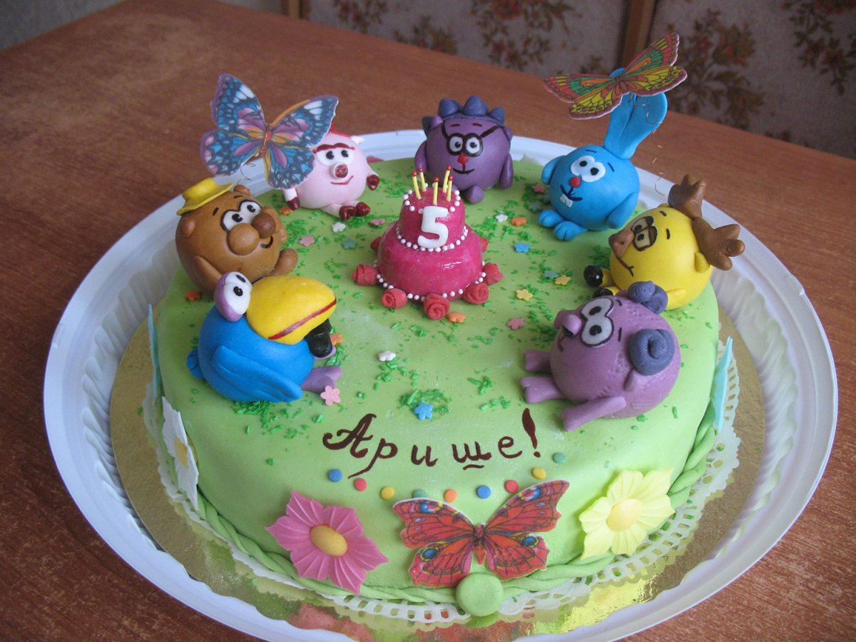 Торт из смешариков песочный замок