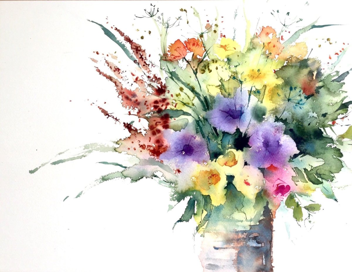 Букет цветов акварель на прозрачном фоне