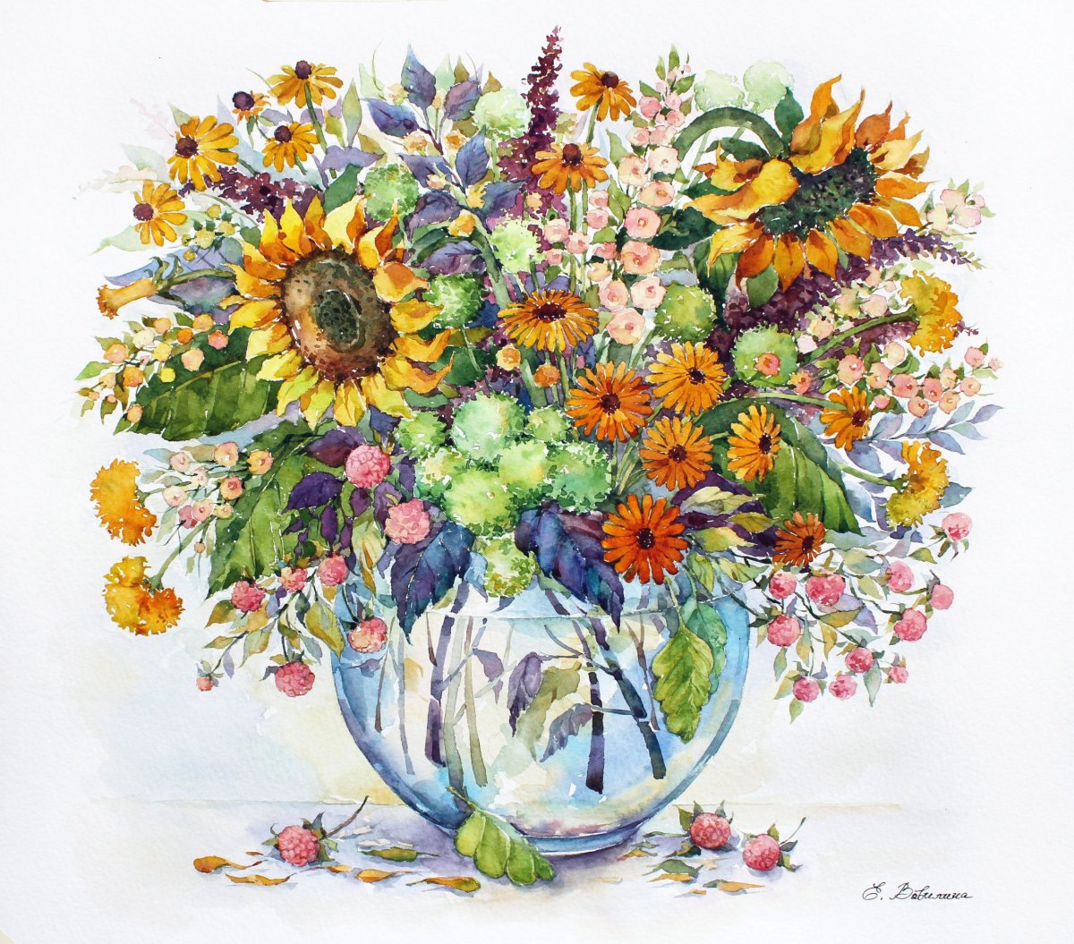 Букет из разных цветов рисунок
