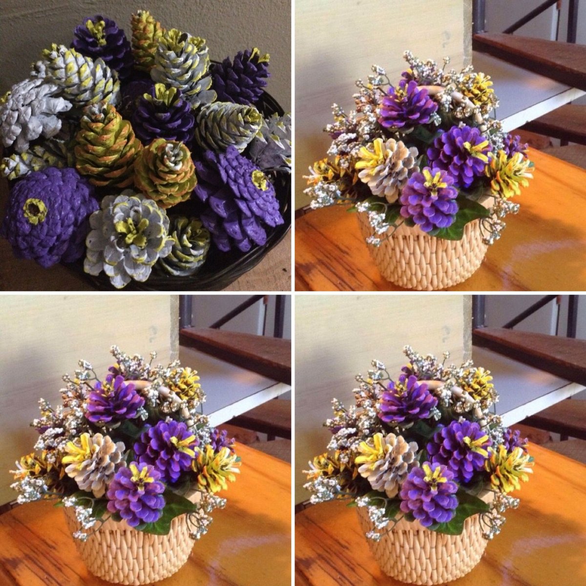 Букет из крашеных шишек