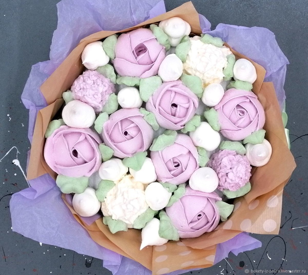 Букет из зефира тюльпаны и розы