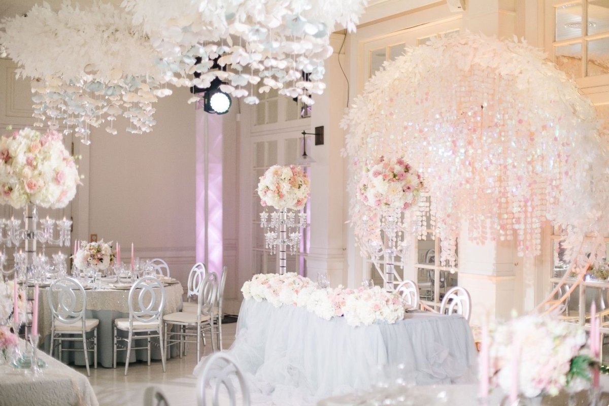 Украшение зала на свадьбу цветами