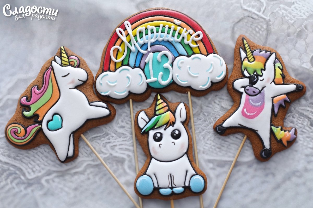 Имбирные пряники Единорог для торта