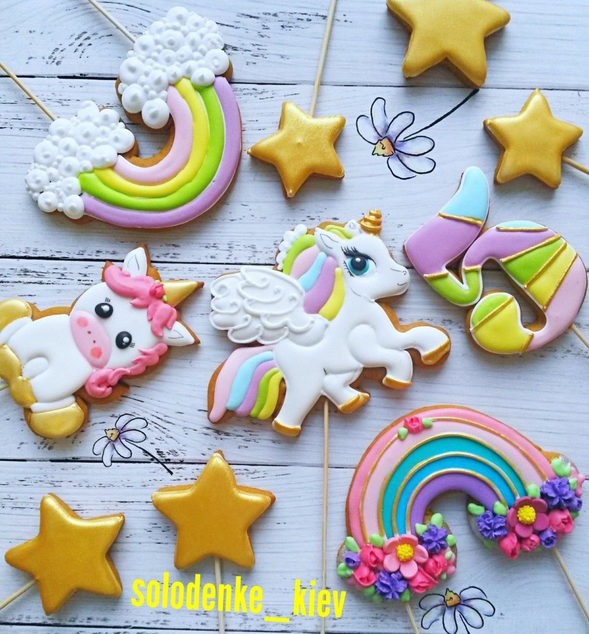 Пряники Единорог и Радуга