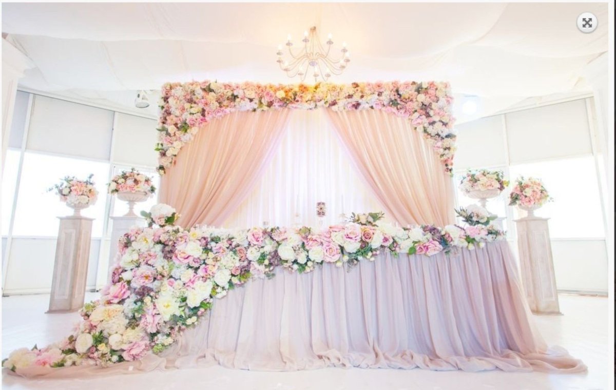 Украшение зала на свадьбу в нежных тонах