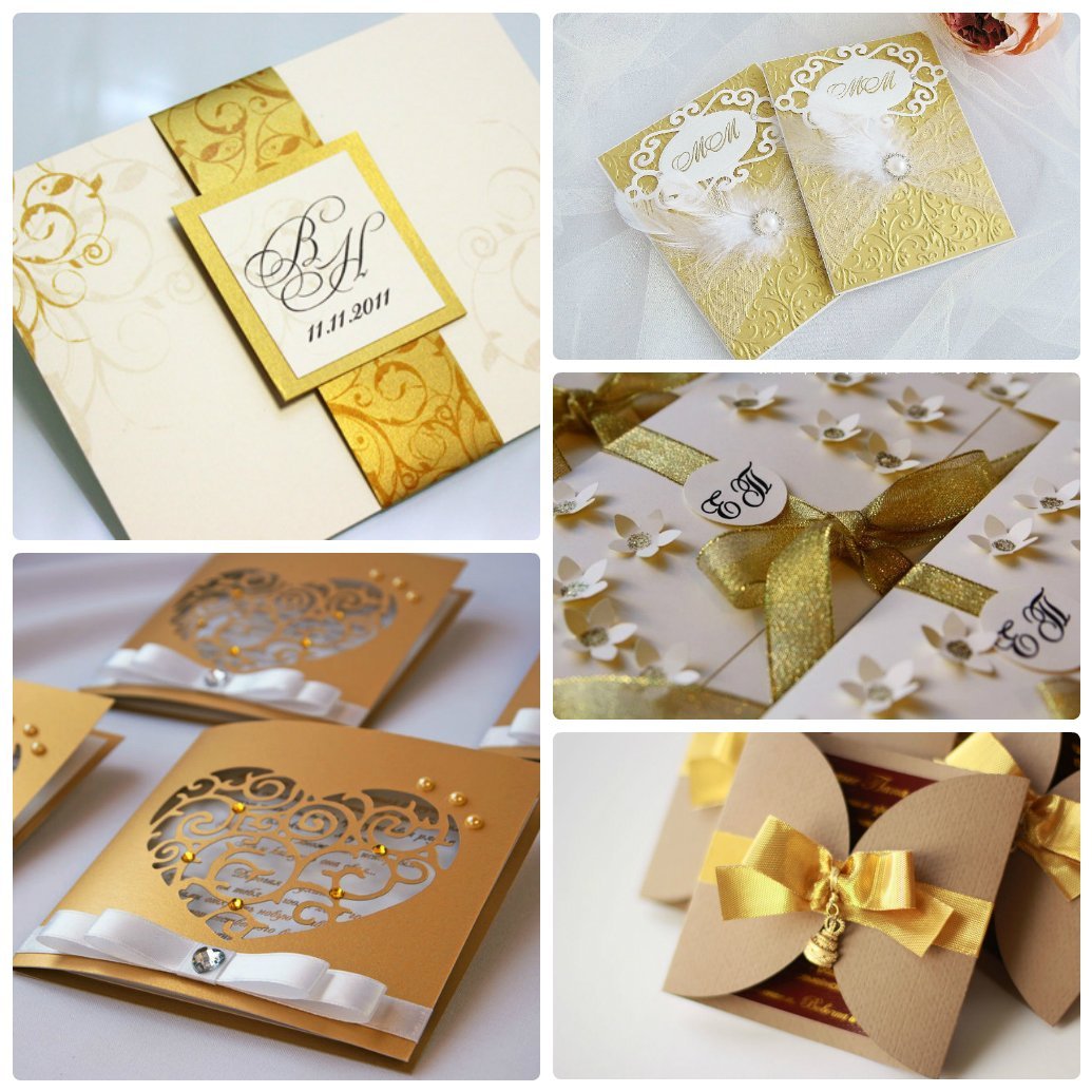 Приглашение на свадьбу бело золотое