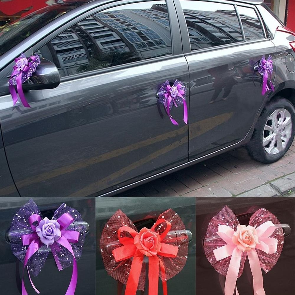 Украшение авто на свадьбу лентами