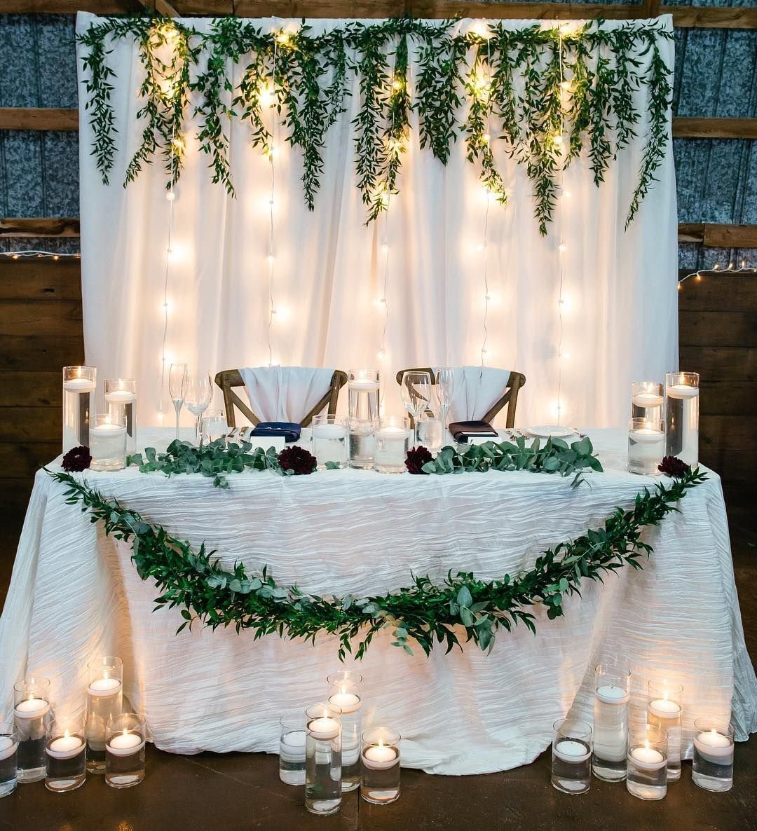 Украшение стола молодоженов