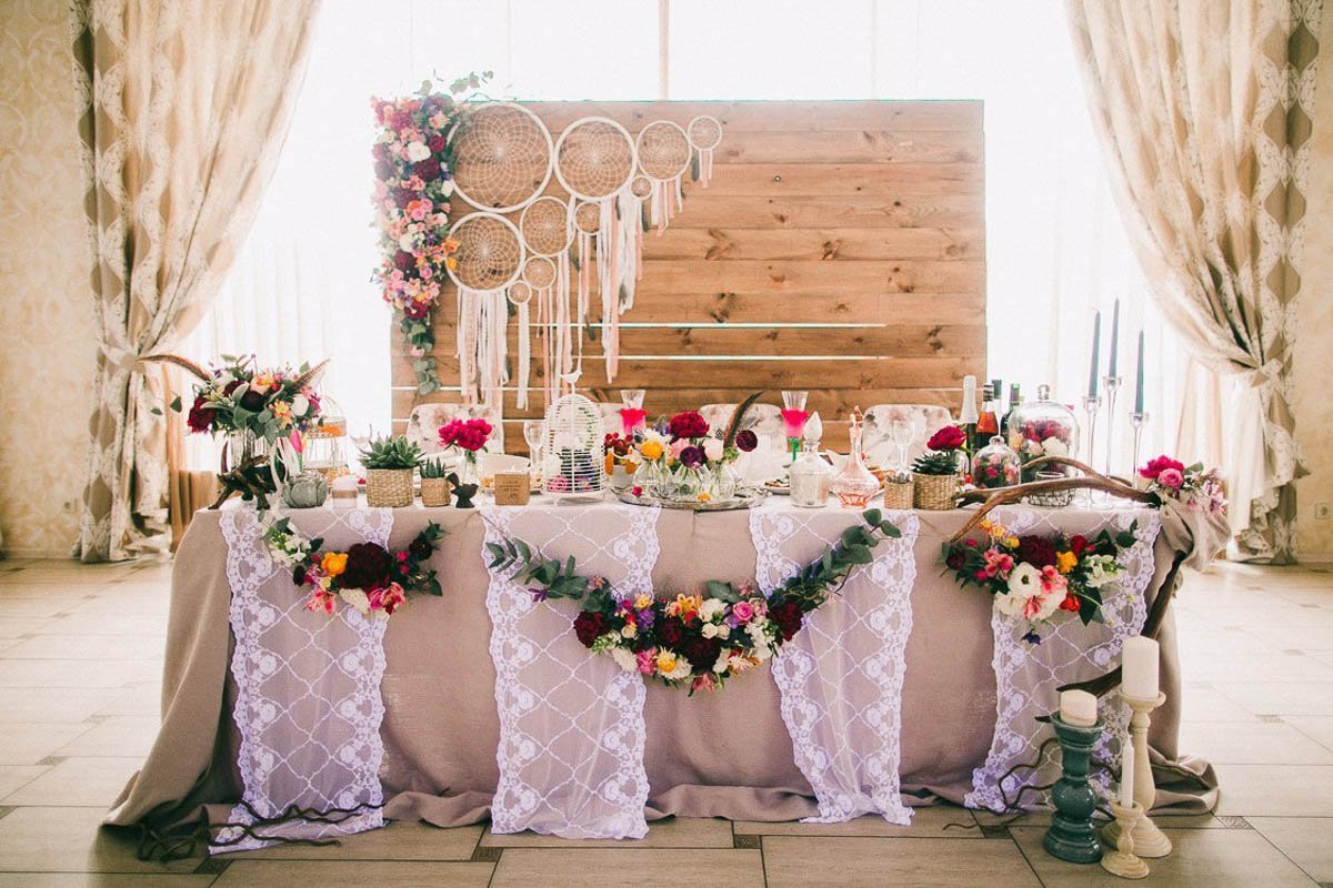 Президиум молодоженов рустик бохо