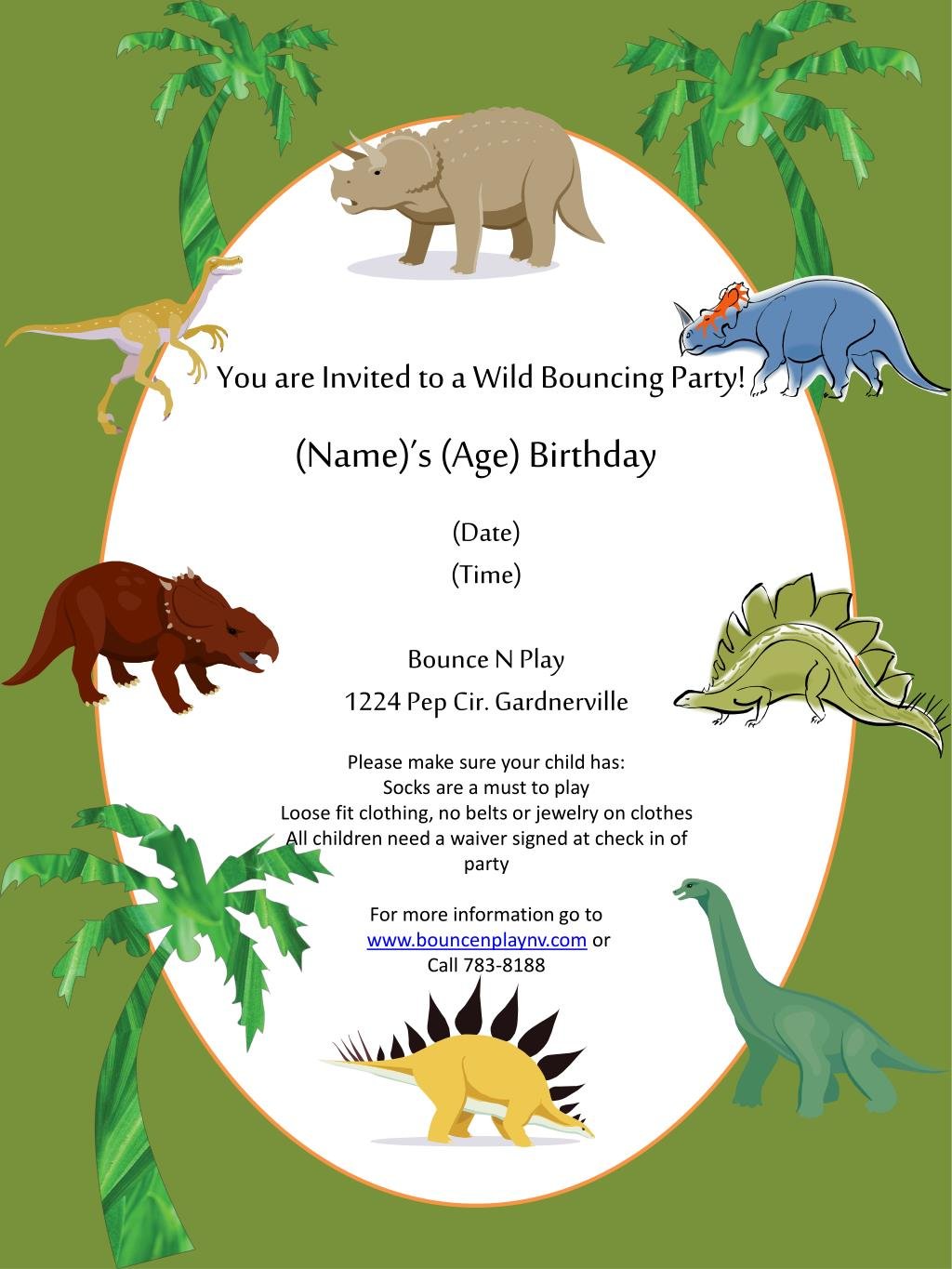 Приглашение на день рождения динозавры