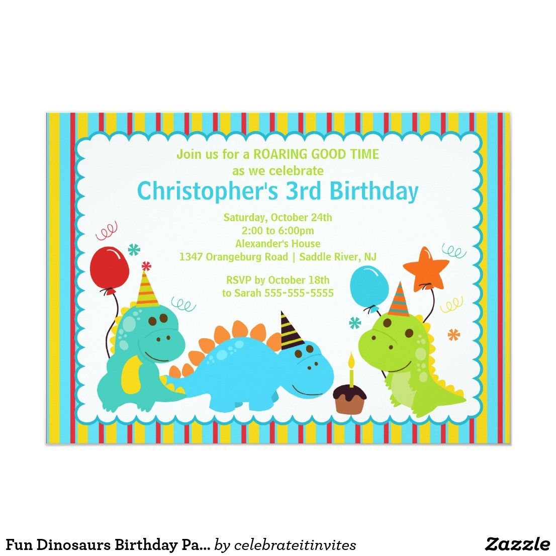 Приглашение на день рождения динозавры